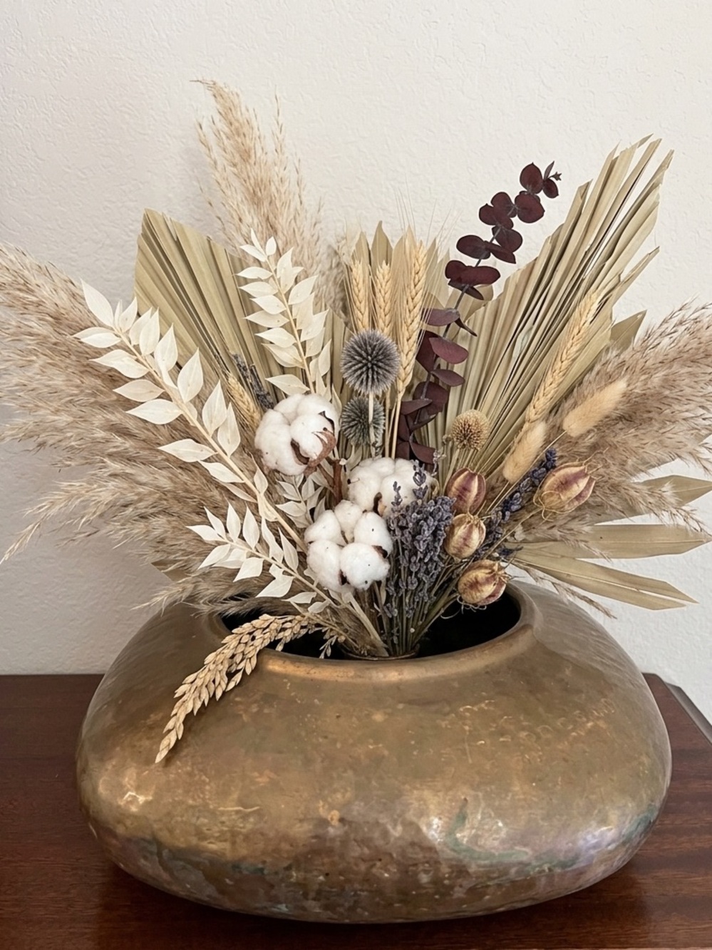 MCM Solid Brass Vintage Planter Hammered Decorative Bowl Vase Cushion-Shaped - Picture 3 of 10